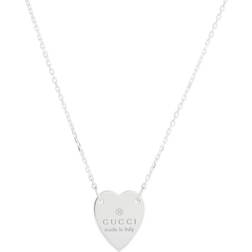 Gucci Trademark Necklace with Heart Pendant - Silver