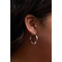 Simply Silver Recycled Sterling 925 Square Twist Hoop Earrings