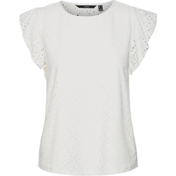 Vero Moda Tassa SL Frill Top - White/Snow White