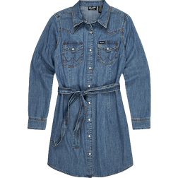 Wrangler Women's Long Sleeve Western Snap Dress - Mid Denim