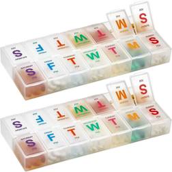 Large Weekly Pill Organizer (2 Pack) AM PM Pill Box XL 7 Day Pill Organizer 2 Times A Day and Daily Pill Organizer Case for Medication, Pills