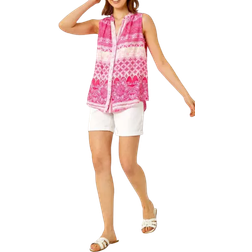 Roman Tile Print Button Through Blouse - Pink