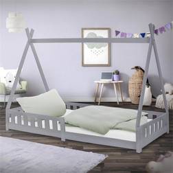 ML Design Grå Fall-Out Beskyttelse Træ Seng Hus 200 x 90 cm