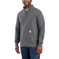 Carhartt Men's Flame-Resistant Force Loose Fit Midweight Mock Neck Sweatshirt Granite Heather