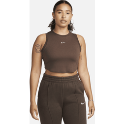 Nike Essentials Ribbed Cropped Tanktop - Baroque Brown/Hvid