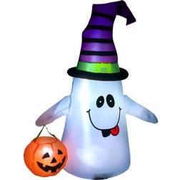 Homcom 1.2m Witch Ghost Halloween Inflatable Decoration Lights Fan
