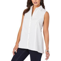 Jessica London Poplin Sleeveless Shirt - White