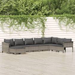 vidaXL Loungegrupp För Trädgården Med Dynor 8 Delar Grå Konstrotting Loungeset