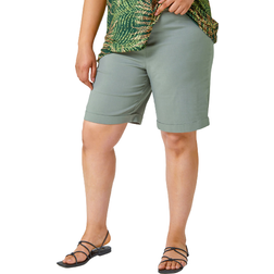 Roman Curve Turn Hem Stretch Shorts - Khaki