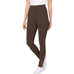 Woman Within Snap Trim Legging - Chocolate