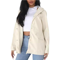 Brave Soul Saffy Hooded Rain Mac - Beige