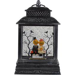 Northlight Halloween Snow Globe Pumpkin Couple Lantern 11.5"