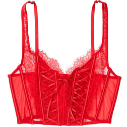 Dream Angels Unlined Lace-Up Corset Top - Lipstick