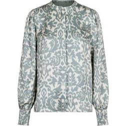 Neo Noir Kala Flower Blur Blouse DUSTY ARMY