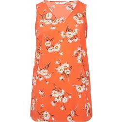 Yours Curve Plus Size Floral Vest Top - Red