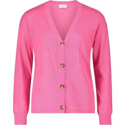 Cartoon Basic V-Neck Cardigan - Carmine Rose