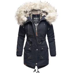 Navahoo NAVAHOO Damen stylischer Wintermantel Baumwollparka mit Kunstfell-Kapuze Honigfee