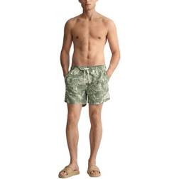 Gant Classic Fit Tropical Leaf Pattern Swim Shorts - Kalamata Green