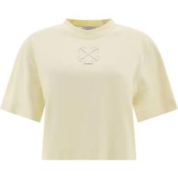 Off-White Arrows-motif embellished cropped T-shirt women Cotton Neutrals