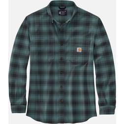 Carhartt Men's Mens Cotton Long Sleeve Plaid Flannel Shirt Sea Pine