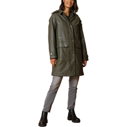 Roman Waxed Longline Hooded Coat - Khaki