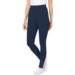 Woman Within Snap Trim Legging - Navy