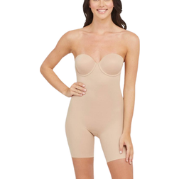 Spanx Women's Strapless Cupped Midthigh Bodysuit - Beige