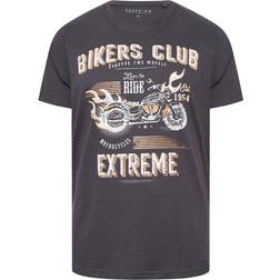 Bikers Club Slogan T-shirt - Charcoal Grey