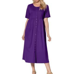 Woman Within Button-Front Essential Dress Plus Size - Radiant Purple