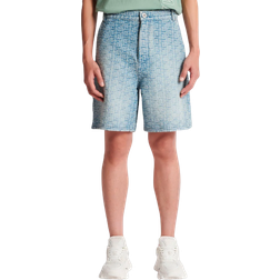 Balmain Monogram Print Denim Shorts - Blue