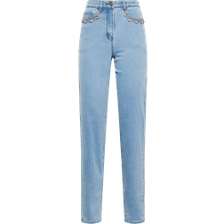 LTS Diamante Embellished Pocket Mom Jeans - Blue