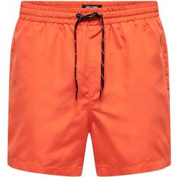 Only & Sons Plain swimming Trunks - Orange /Flame