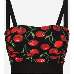 Dolce & Gabbana Black Printed Tank Top HN4IY Ciliegie Nero IT