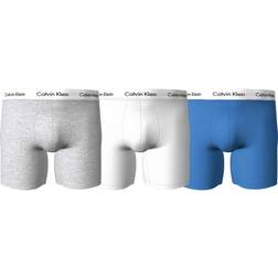 Calvin Klein Boxer Briefs 3er Pack - Grey Heather/Whit/Palace Blue