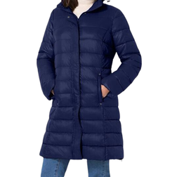 Woman Within Long Packable Puffer Jacket - Navy