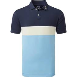 FootJoy Colour Theory Lisle Herre Poloshirt Navy White Almond True Blue