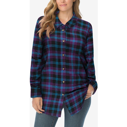 Woman Within Classic Flannel Shirt Plus Size - Midnight Plum Plaid