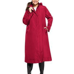 Woman Within Water Repellent Long Raincoat - Classic Red