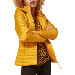Roman Hooded Zip Through Padded Coat - Amber
