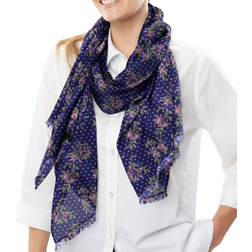 Woman Within Lightweight Scarf - Navy Floral Dot