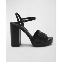 Dolce & Gabbana Calfskin Platform Sandals Black Leather