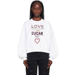 Dolce & Gabbana White Crystal-Cut Sweatshirt IT