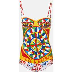 Dolce & Gabbana Carretto-print Balconette One-piece Swimsuit - Multi-colored