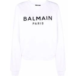 Balmain Cotton sweatshrt with logo print blanc_noir