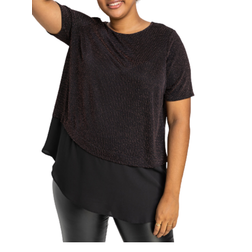 Roman Curve Sparkle Overlay Top - Bronze