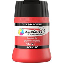 Daler Rowney System 3 Screen Printing Acrylic Fluorescent Red 250ml