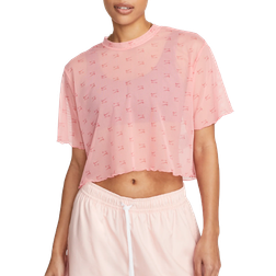 NIKE Air Women's Printed Mesh Short-Sleeve Crop Top - Coral Chalk