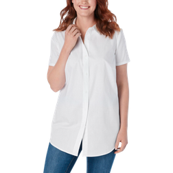 Woman Within Women's Perfect Short Sleeve Shirt - White