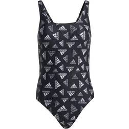 Adidas Allover Print Sportswear Swimsuit - Black/White