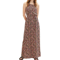 Denim Patterned Maxi Dress - Black Flower Print